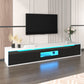 High-Gloss TV Stand with Colour-Changing LED Lighting and Versatile Mounting Options, Easy to Install, 71" L x 12" W x 12" H, Black+White