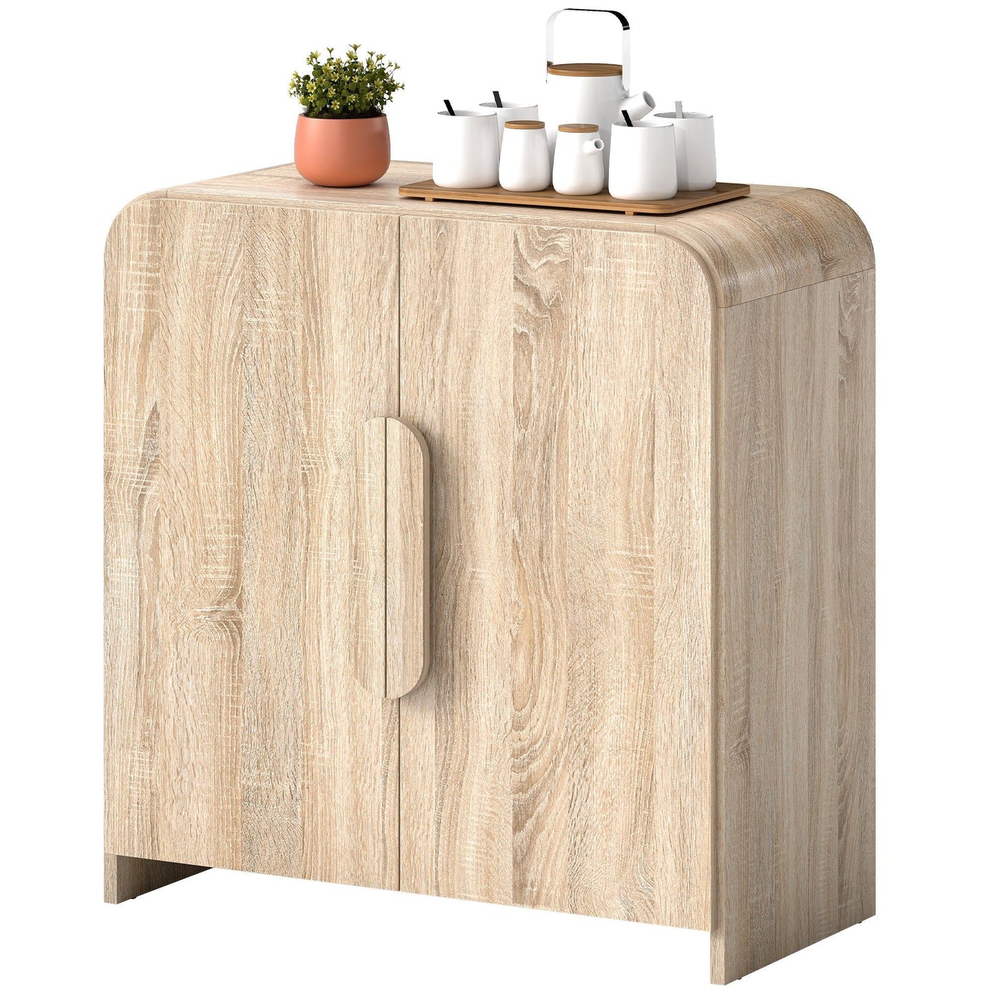 31.5" Sideboard Buffet Cabinet with Soft-Close Door - Natural Wood