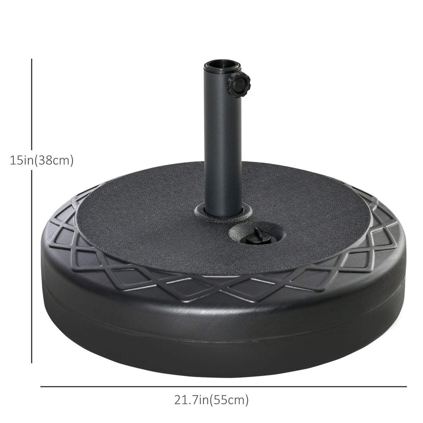 22'' Round Parasol Base Stand Outdoor Umbrella Weights Holder for Market Parasols, Water Filled, for 1.5''/1.9'', Black