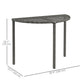 Half Round Side Table, PE Rattan Coffee Table with Metal Frame for Patio, Garden, Balcony, Grey
