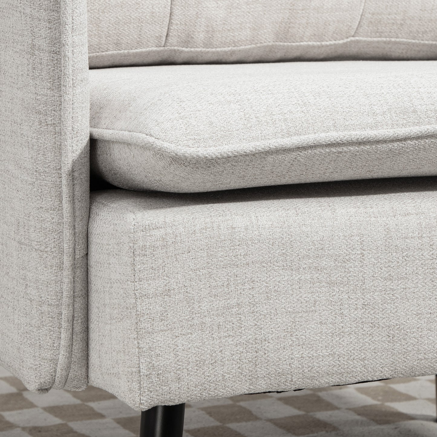 Accent Chair, Upholstered Armchair with Tufted Back Cushion and Steel Legs for Living Room, Bedroom, Cream White