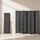 Folding Privacy Screen, 6 Panel Room Divider, Freestanding Partition with Handwoven Bamboo and Pine Wood Frame, Black