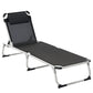 Folding Lounge Chair, Patio Lounger with Headrest, 5-Level Adjustable Backrest, and Aluminum Frame, Black