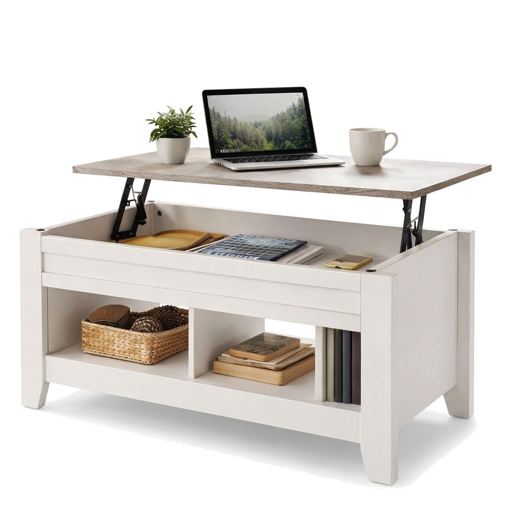 Lift-Top Coffee Table with Hidden Storage & Open S