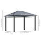 13' x 10' Polycarbonate Hardtop Gazebo Canopy, Outdoor Patio Gazebo with Aluminum Frame & Curtains, Dark Grey