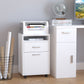 24" Small Filing Cabinet with Open Compartment, Drawer and Wheels, Home Office Storage Cabinet, White