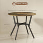 35" Round Dining Table, Modern Dining Room Table with Steel Frame, Space Saving Small Kitchen Table, Rustic Brown