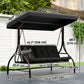 Convertible Patio Swing Bed with Canopy and Cushions, 3 Seater Porch Swing for Outdoor, Backyard, Garden, Black