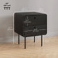 Nightstand Set of 2 with Drawer and Steel Legs - Black Wood Grain