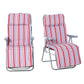 Set of 2 Garden Sun Lounger, Outdoor Reclining Seat Cushioned Seat, Foldable Adjustable Recliner, Grey and Red