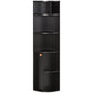 5-Tier Corner Bookcase with Cabinet - Black