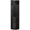 5-Tier Corner Bookcase with Cabinet - Black
