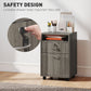 24" Filing Cabinet with Open Compartment, Lockable Drawer and Wheels, Home Office Storage Cabinet, Distressed Grey