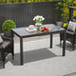 Extendable Patio Dining Table, 33.5"-49.2" Adjustable Outdoor Dining Table for 4-6 Person, with Tempered Glass Top, Metal Frame, for Lawn, Garden, Dark Grey