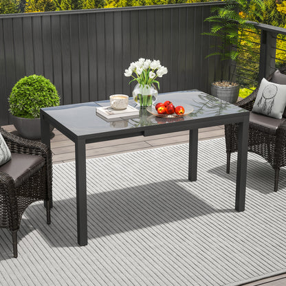 33.5"-49.2" Extendable Dining Table with Glass Top