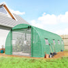 Walk-in Tunnel Greenhouse with 2 Support Rods, Mesh Door, Plant Hot House with PE Cover, 20'x10'x7', Green