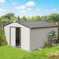 11' x 13' Garden Storage Shed w/ Foundation Kit Metal Tool Storage House w/ Double Doors White