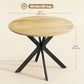 39" Dining Table, Contemporary Round Kitchen Table with Steel Legs, Brown Wood Grain