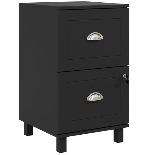 2-Drawer Lockable Filing Cabinet - Black