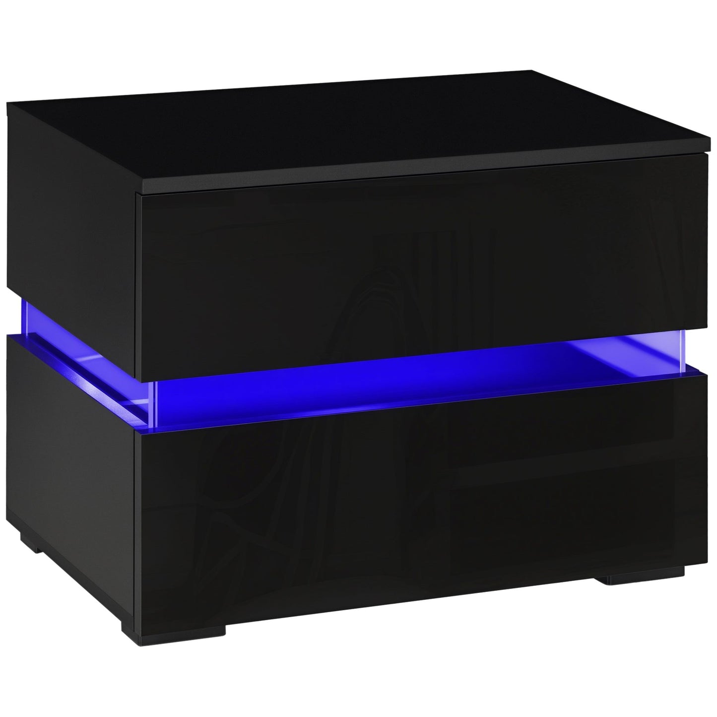 Nightstand with 2 Drawers and RGB LED Lights - Black