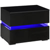 Nightstand with 2 Drawers and RGB LED Lights - Black
