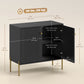 Sideboard, Modern Buffet Cabinet, Coffee Bar Cabinet with Fluted Doors and Adjustable Shelf, Black