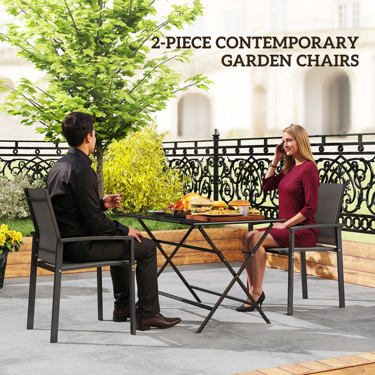 2-Piece Stackable Dining Chair Set with Breathable Fabric Seat