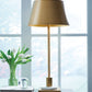 Fritzburn - Gold Finish / White - Metal Table Lamp