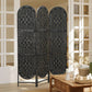 Bohemian Privacy Screen, Folding Room Divider with 3 Panels and Arched Top for Bedroom Living Room Office, Black