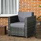 Outdoor Rattan Sofa, Patio Wicker Armchair with Cushions for Garden, Balcony, Porch, Grey