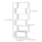 76" 6-Tier Geometric Wooden Bookcase S Shaped Storage Display Bookshelf Modern shelf Open Concept Living Room Home Office Furniture, White