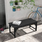Wooden Garden Bench, Patio Double Park Bench with Slatted Seat, Front Porch Backless Bench, Black
