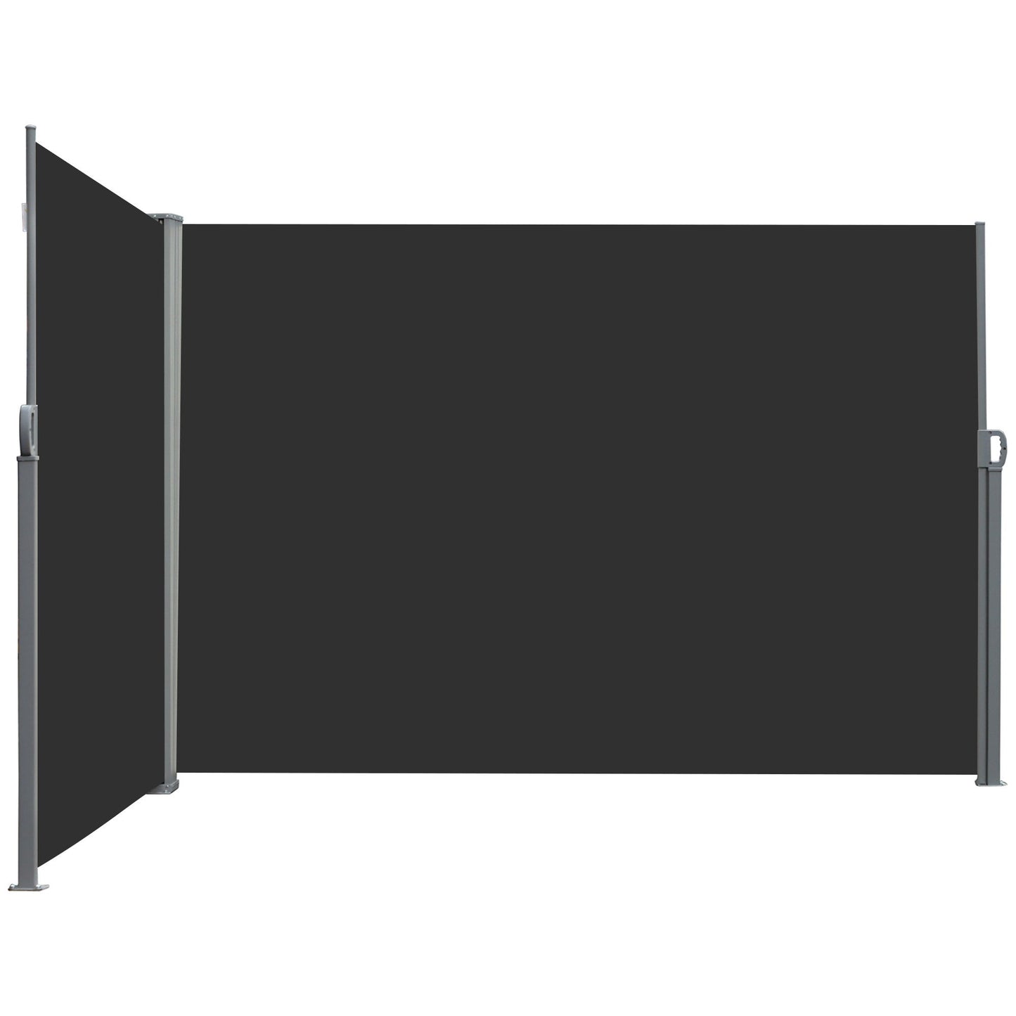 236" x 63" Outdoor Privacy Wall, Double Retractable Side Awning, Patio Screen for Garden, Balcony, Backyard, Black