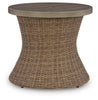 Laguna Heights - Round End Table With Umbrella Option - Beige