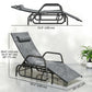 Outdoor Glider Lounge Chair, 3-Position Adjustable Tanning Chair Recliner with Headrest for Garden, Yard, Pool, Grey