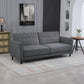 Convertible Bed with Couch, Button Tufted Fabric Sofa Bed with Adjustable Back for Living Room, Charcoal Grey