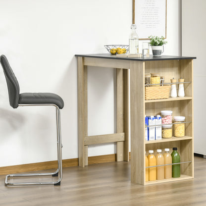Counter Height Bar Table with 3 Storage Shelves