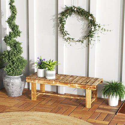 Carbonized Fir Wood Backless Garden Bench