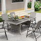 75" Outdoor Dining Table for 6-8, Wicker Patio Table with Storage Shelf and WPC Slatted Top for Balcony, Grey