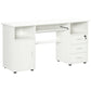 Computer Desk with Keyboard Tray and Drawers, Writing Desk, Home Office Workstation, White