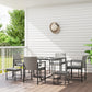 9 Pieces Wicker Patio Dining Set with 4 Armchairs, 4 Stools, Tempered Glass Top, Removable Cushions, Light Grey