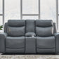 Mindanao - Steel - Pwr Reclining Loveseat/Con/Adj Hdrst - Leather Match