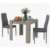 Square Dining Table Set for 2 with PU Leather Chairs - Grey