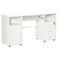 Computer Desk with Keyboard Tray and Drawers, Writing Desk, Home Office Workstation, White
