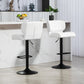 Swivel PU Leather Barstools Set of 2 Adjustable Bar Stools with Footrest Back for Kitchen Counter Dining Room White