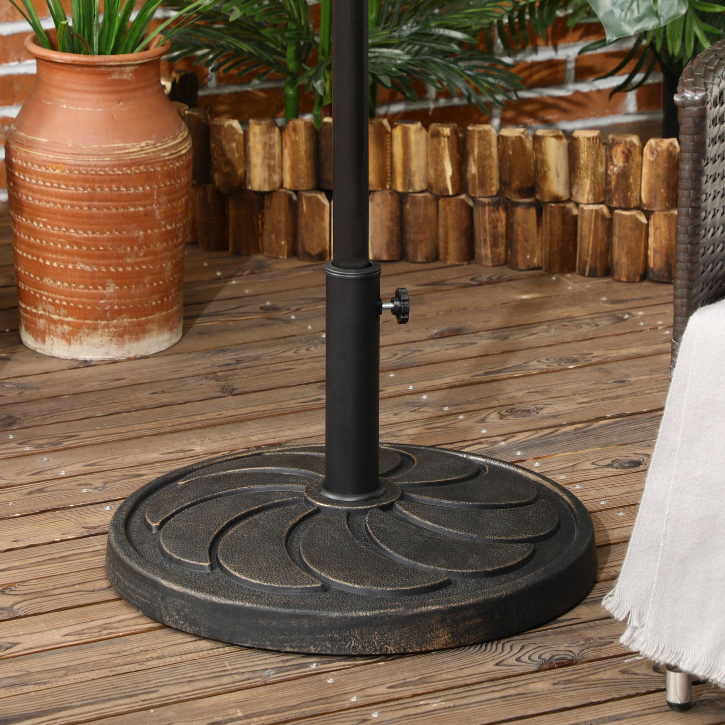40 lb Heavy Duty Patio Umbrella Base, 21" Round Resin Market Umbrella Stand for Outdoor, Garden, Backyard, Bronze