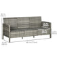 3-Seater Wicker Sofa, PE Rattan Outdoor Couch Conversation Furniture with Removable Cushions for Patio, Garden, Grey