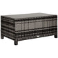 Outdoor PE Rattan Wicker Table, Patio Garden Side Table w/Glass Top for Patio, Balcony, Mixed Grey