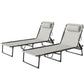 2 PCs Folding Lounge Chairs, Adjustable Chaise Lounges with Headrest for Camping, Hiking, Cream White