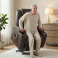 Power Lift Recliner Chair for Elderly, PU Leather Lift Chair with Thick and High Back, Footrest, Remote, Side Pockets, Cup Holders, Reclining Sofa for Living Room, Brown